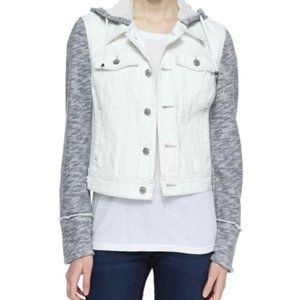 Free People White Denim Jacket with sleeve accents, size M